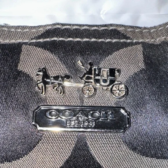 Coach Madison Maggie black sateen signature hobo bag - Picture 2 of 15